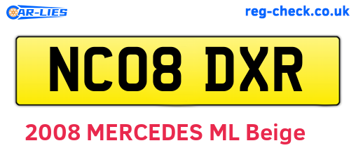 NC08DXR are the vehicle registration plates.