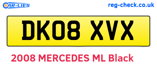 DK08XVX are the vehicle registration plates.