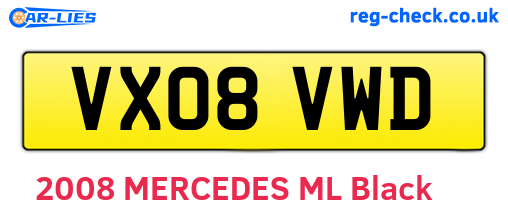 VX08VWD are the vehicle registration plates.
