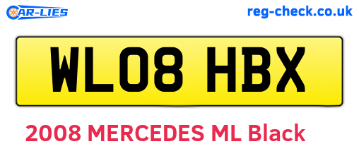 WL08HBX are the vehicle registration plates.