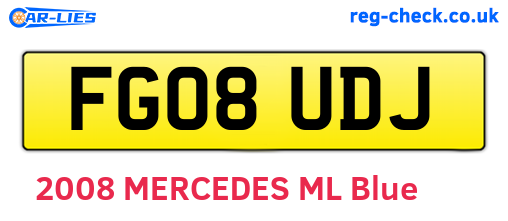 FG08UDJ are the vehicle registration plates.