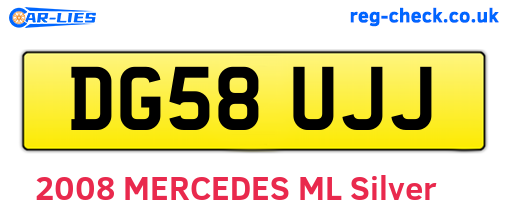DG58UJJ are the vehicle registration plates.