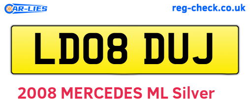 LD08DUJ are the vehicle registration plates.