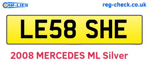 LE58SHE are the vehicle registration plates.