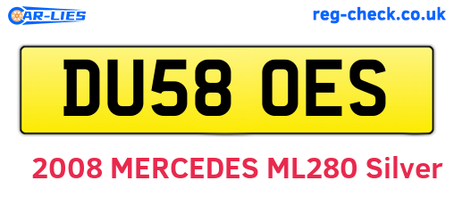 DU58OES are the vehicle registration plates.