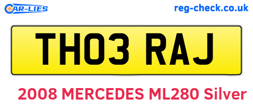 TH03RAJ are the vehicle registration plates.