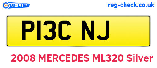 P13CNJ are the vehicle registration plates.