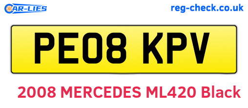 PE08KPV are the vehicle registration plates.