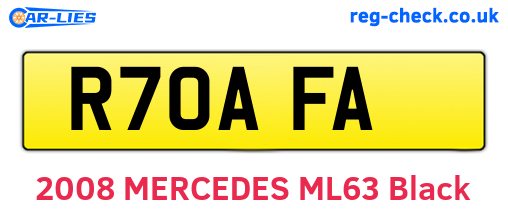 R70AFA are the vehicle registration plates.