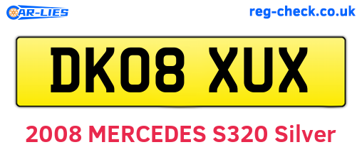DK08XUX are the vehicle registration plates.