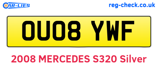 OU08YWF are the vehicle registration plates.