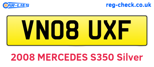 VN08UXF are the vehicle registration plates.