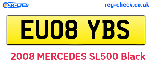 EU08YBS are the vehicle registration plates.