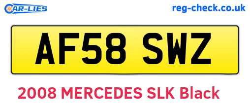 AF58SWZ are the vehicle registration plates.