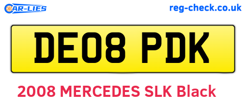 DE08PDK are the vehicle registration plates.