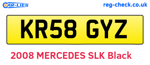 KR58GYZ are the vehicle registration plates.