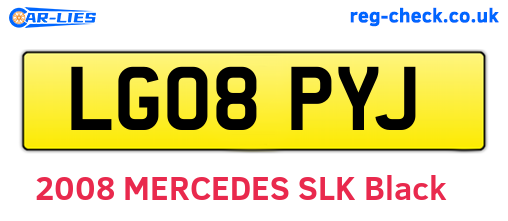 LG08PYJ are the vehicle registration plates.