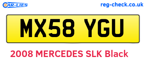 MX58YGU are the vehicle registration plates.