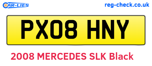 PX08HNY are the vehicle registration plates.