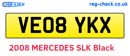 VE08YKX are the vehicle registration plates.
