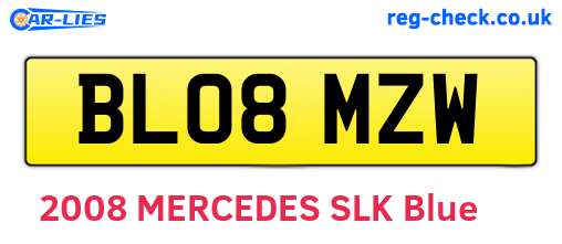 BL08MZW are the vehicle registration plates.