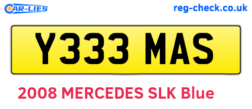 Y333MAS are the vehicle registration plates.