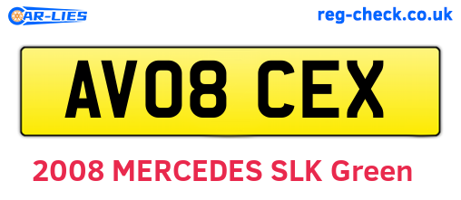 AV08CEX are the vehicle registration plates.