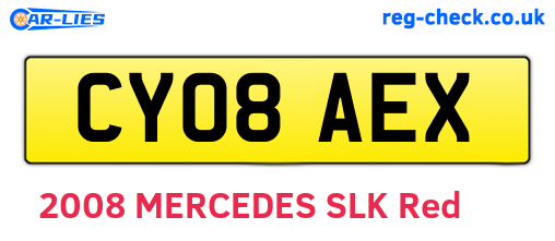 CY08AEX are the vehicle registration plates.