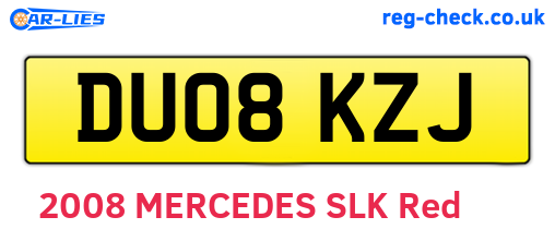 DU08KZJ are the vehicle registration plates.