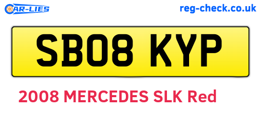 SB08KYP are the vehicle registration plates.