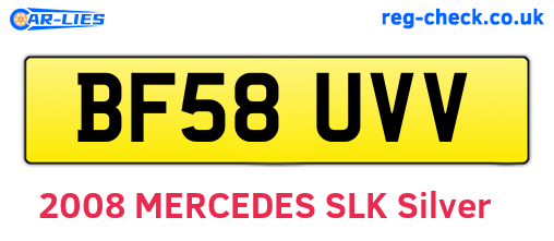 BF58UVV are the vehicle registration plates.