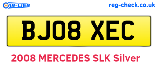BJ08XEC are the vehicle registration plates.