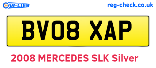 BV08XAP are the vehicle registration plates.