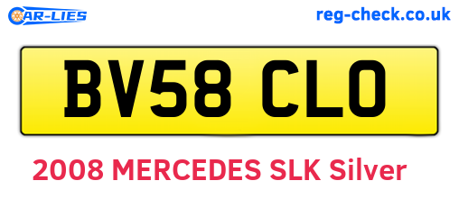 BV58CLO are the vehicle registration plates.