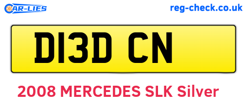 D13DCN are the vehicle registration plates.