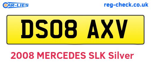DS08AXV are the vehicle registration plates.