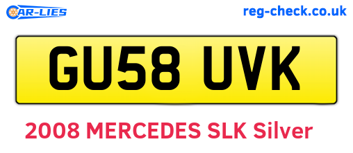 GU58UVK are the vehicle registration plates.