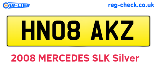 HN08AKZ are the vehicle registration plates.