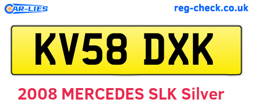 KV58DXK are the vehicle registration plates.