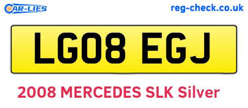 LG08EGJ are the vehicle registration plates.