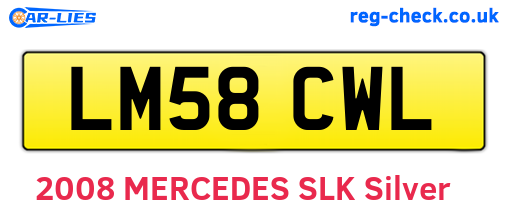 LM58CWL are the vehicle registration plates.