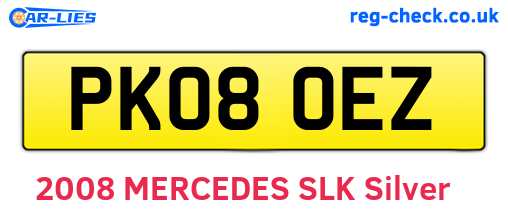 PK08OEZ are the vehicle registration plates.