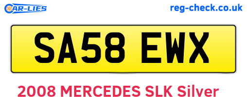 SA58EWX are the vehicle registration plates.