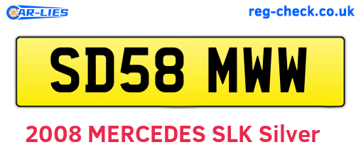 SD58MWW are the vehicle registration plates.