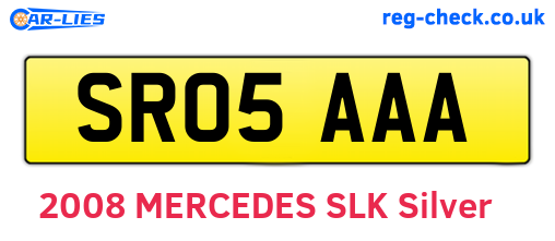 SR05AAA are the vehicle registration plates.