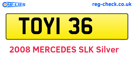 TOY136 are the vehicle registration plates.