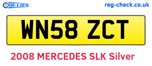 WN58ZCT are the vehicle registration plates.