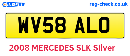 WV58ALO are the vehicle registration plates.