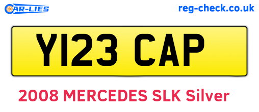 Y123CAP are the vehicle registration plates.