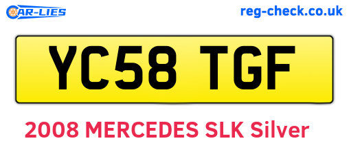 YC58TGF are the vehicle registration plates.